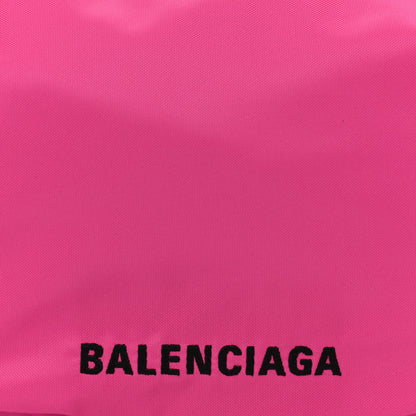 Balenciaga Recycled Sport Nylon Logo Embroidered Large Wheel Sling Bag Fluo Pink Black 8 of 10