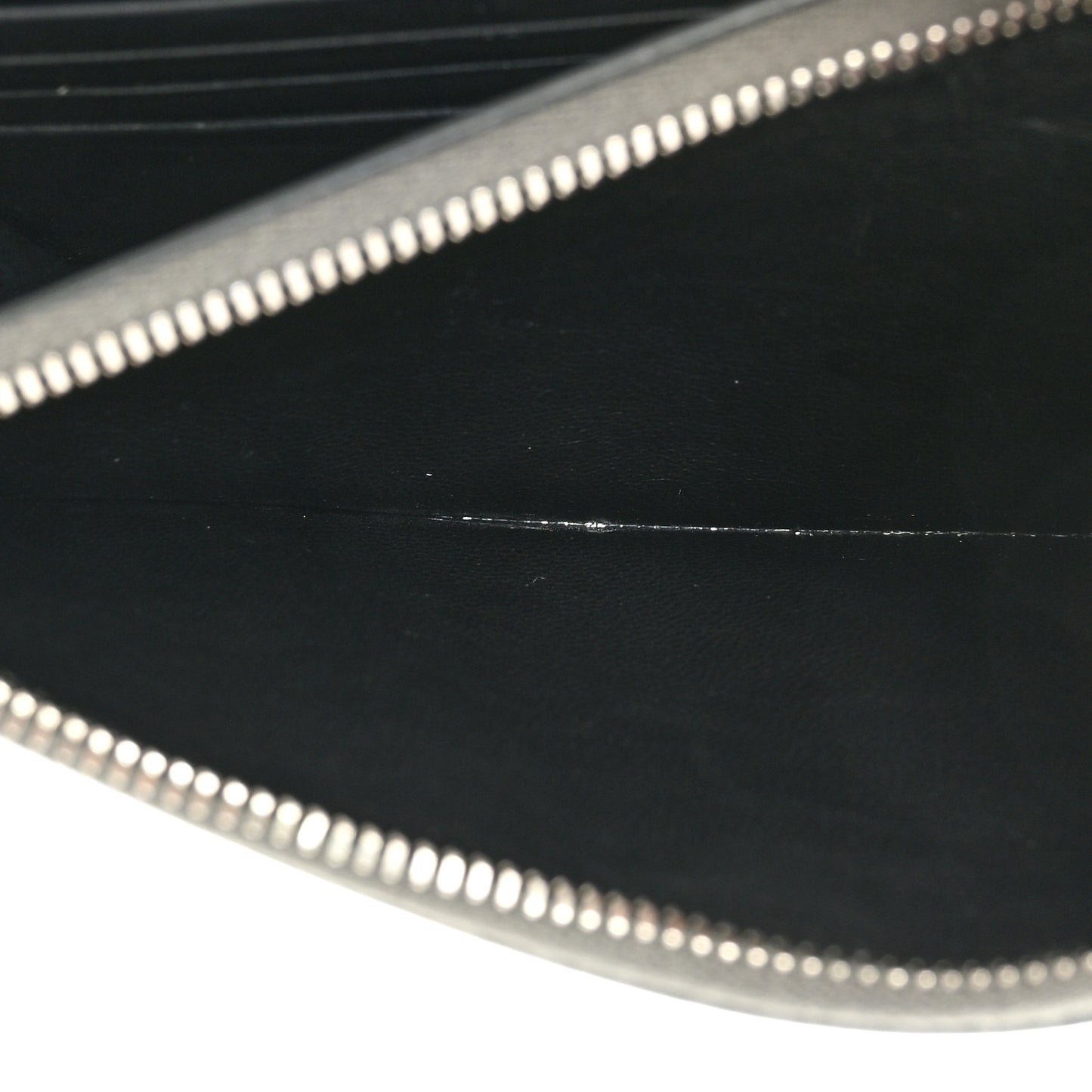 Metallic Crackled Calfskin Kate Monogram Tassel Chain Wallet Antracite Black