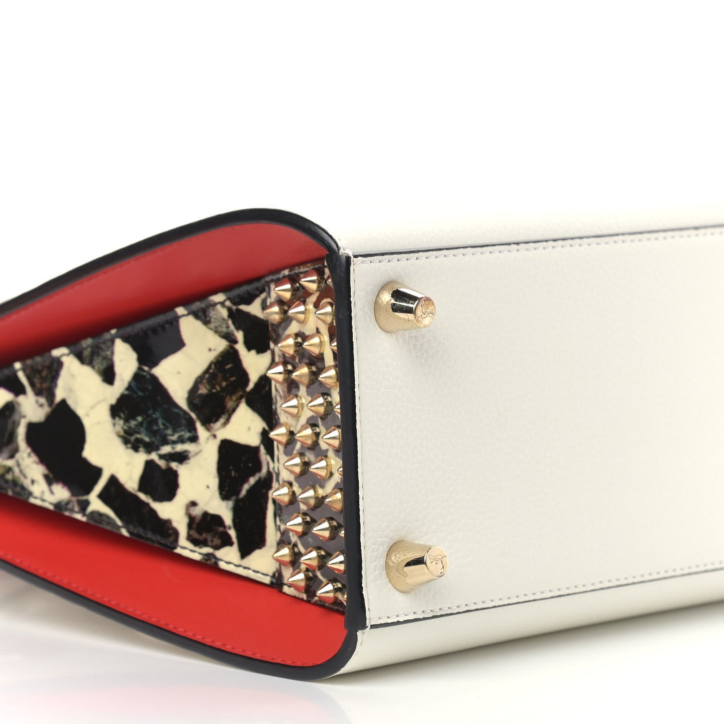 Calfskin Patent Studded Small Paloma White