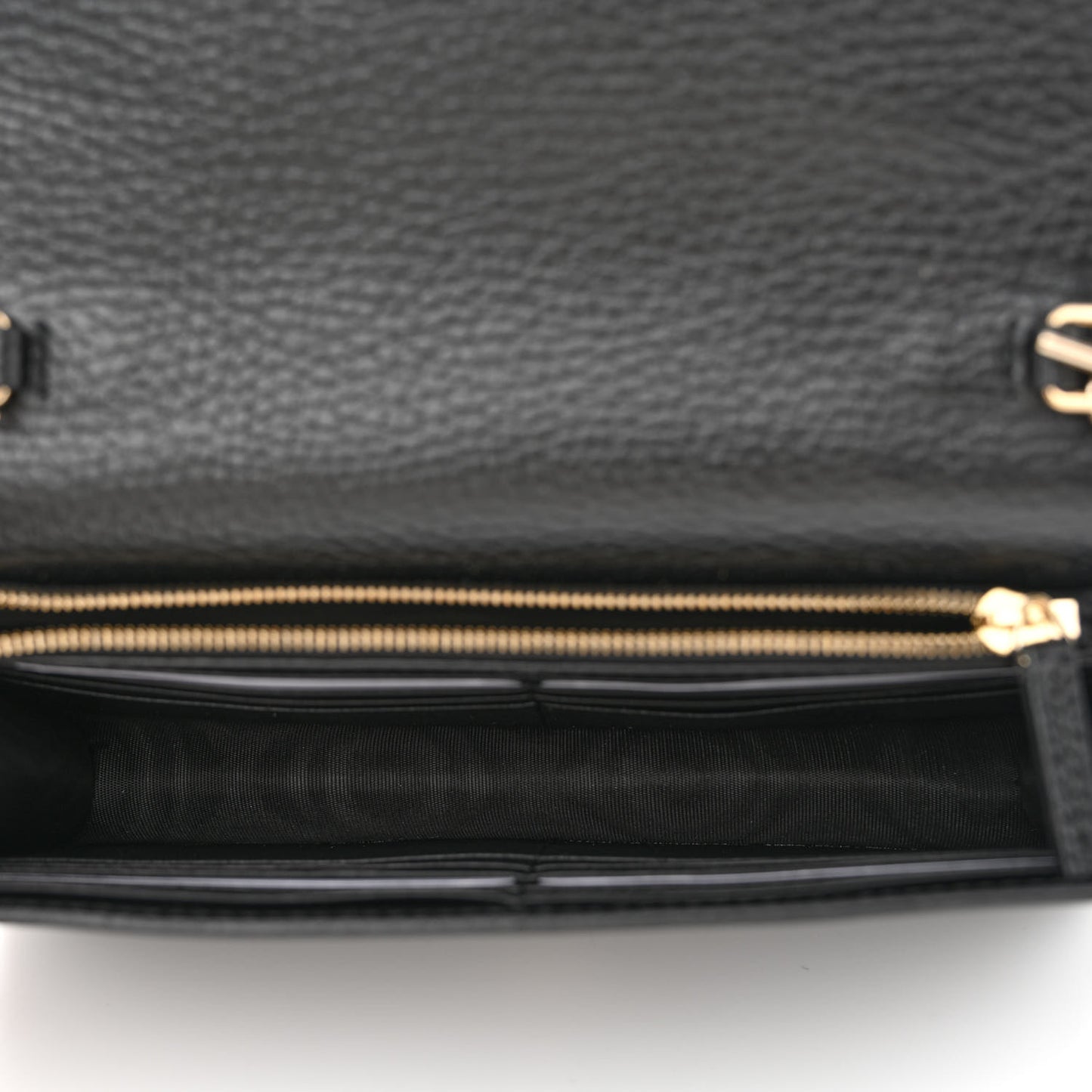 Dollar Calfskin Interlocking G Chain Wallet Black