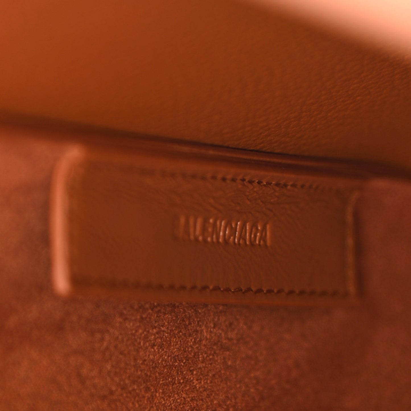 Calfskin Logo Embossed Small Tool 2.0 North-South Tote Camel