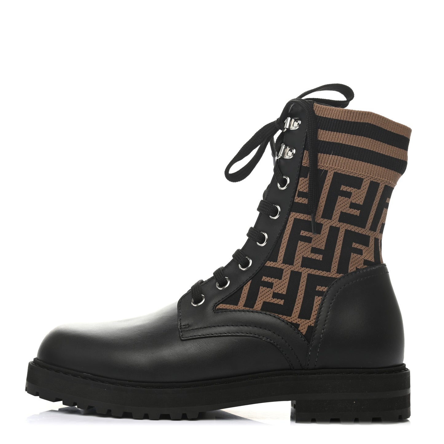 Vitello Jersey Fabric FF Mens Biker Boots 8 Black Tobacco