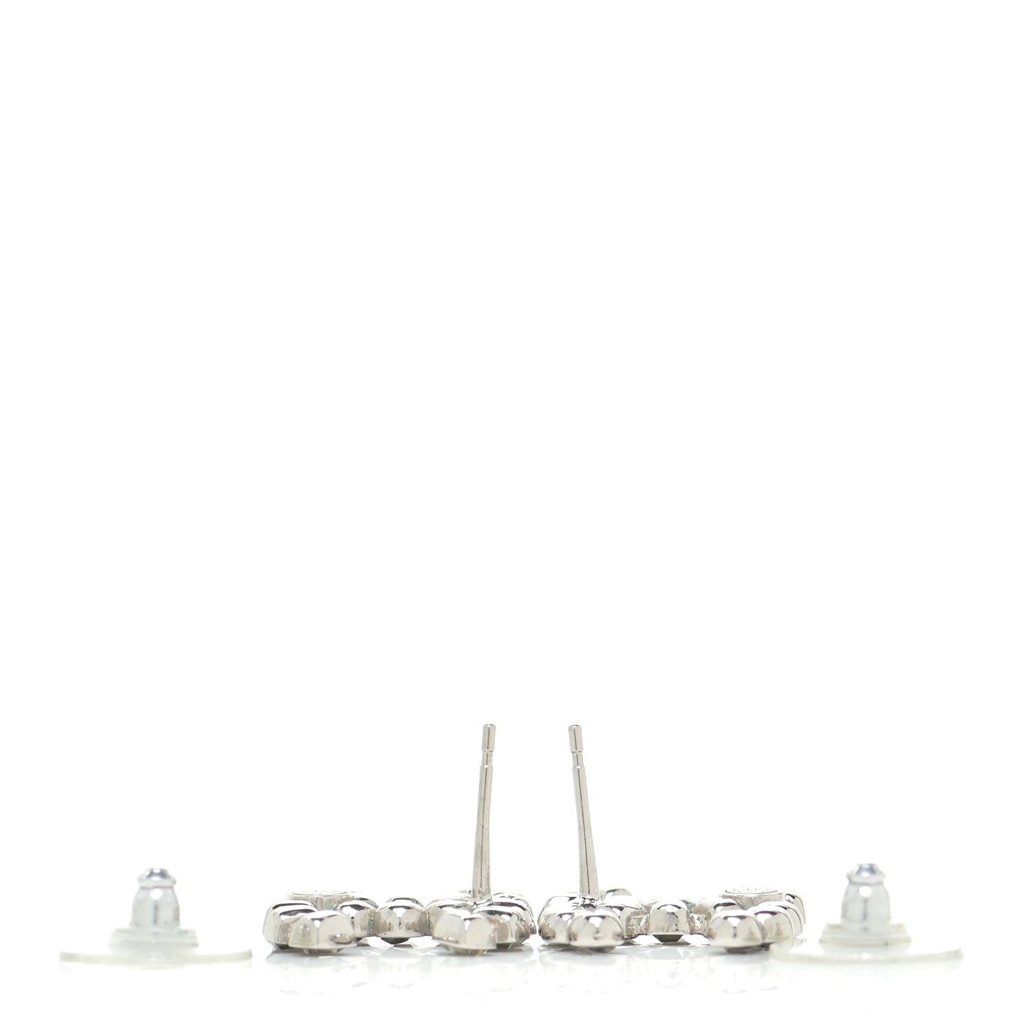 Chanel Baguette Crystal CC Earrings Grey Green 3 of 8