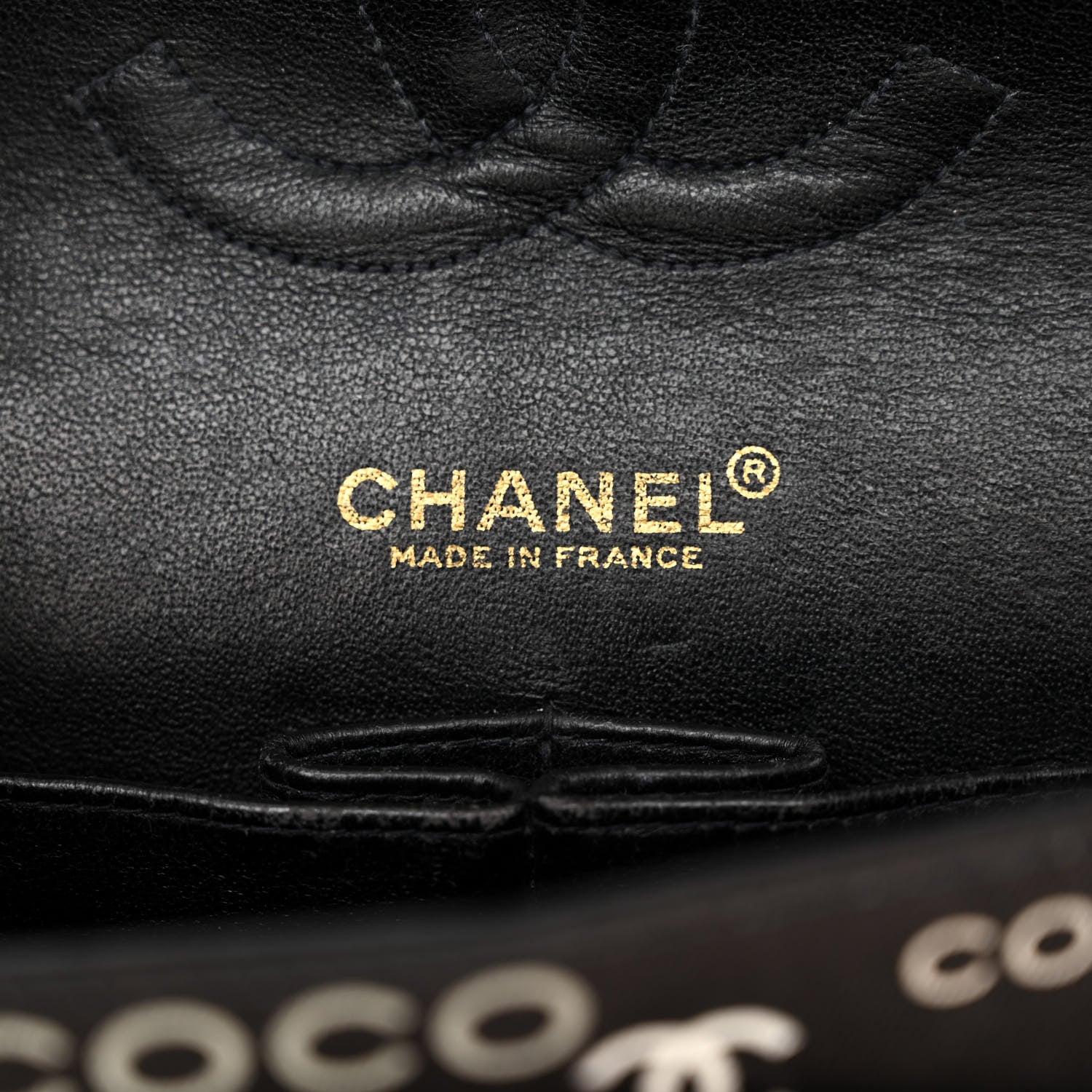 Chanel Canvas Coco Printed Quilted Medium Double Flap Black White 6 of 12