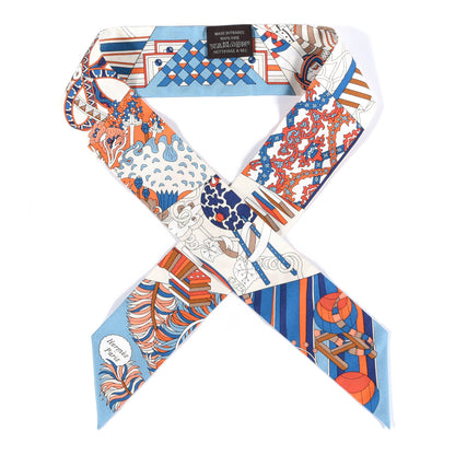 Hermes Silk De l'Ombrelle Aux Duels Twilly Bleu Potiron Creme 1 of 4