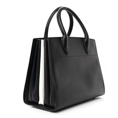 Prada Saffiano City Calfskin Small Bibliotheque Top Handle Black White 3 of 11