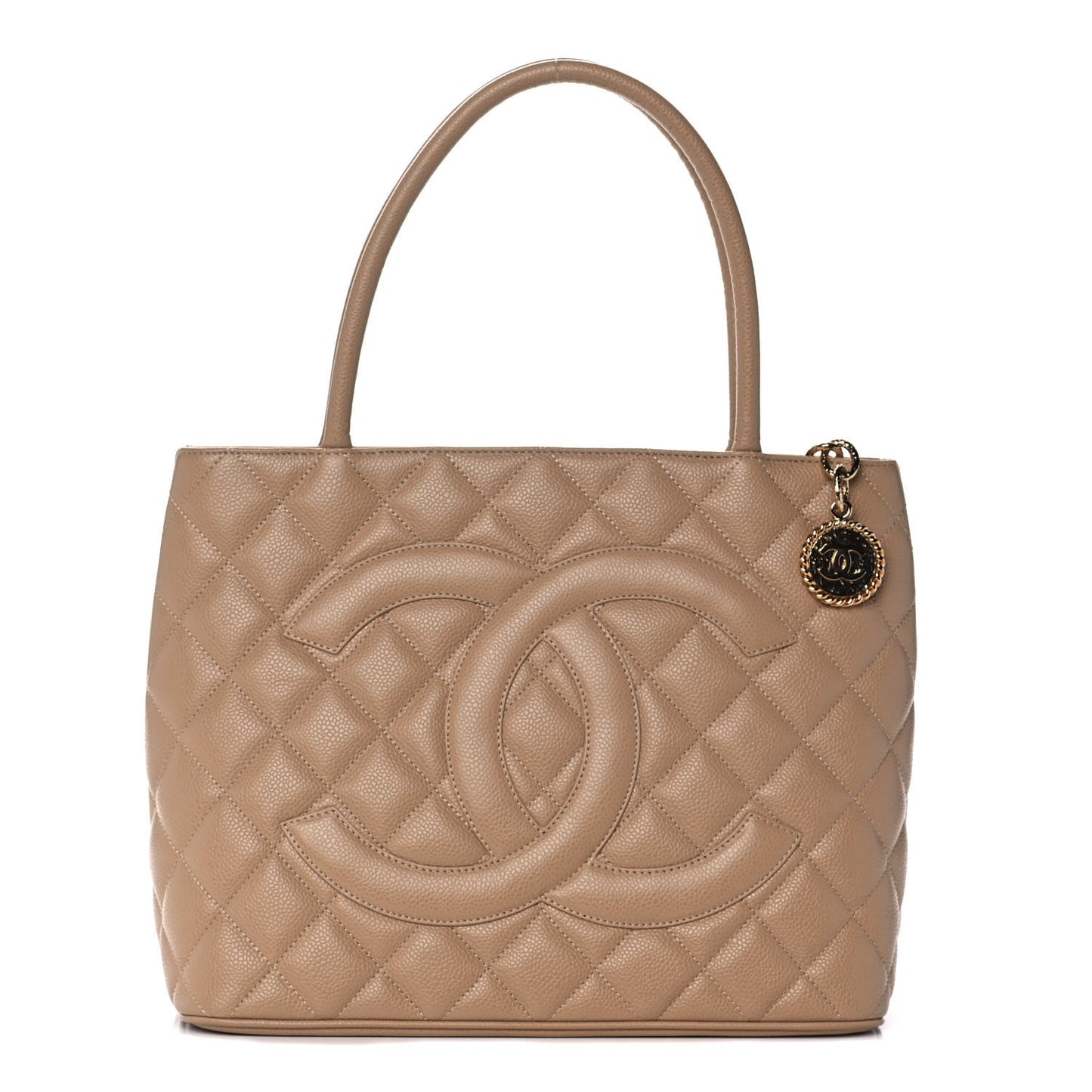 Caviar Quilted Medallion Tote Beige