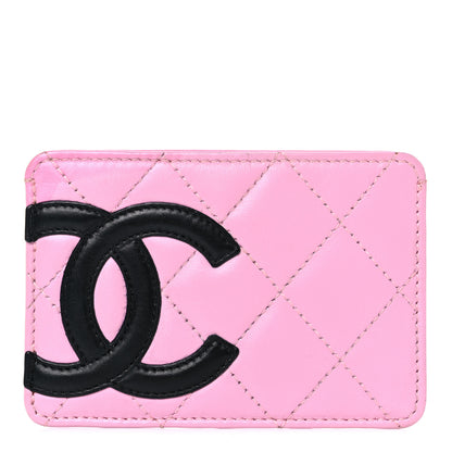 Chanel Calfskin Quilted Cambon Card Holder Pink Black 1 of 16