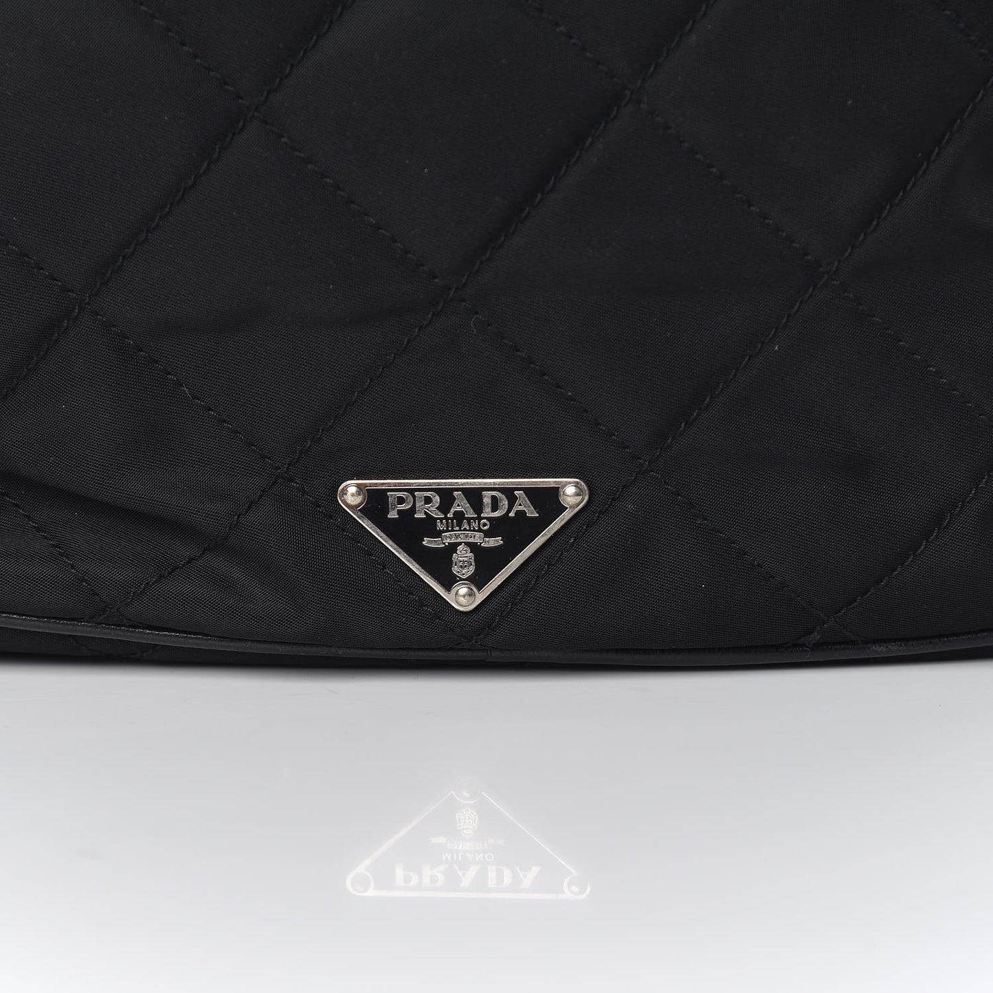 Nylon Tessuto Impuntu Quilted Shoulder Bag Black