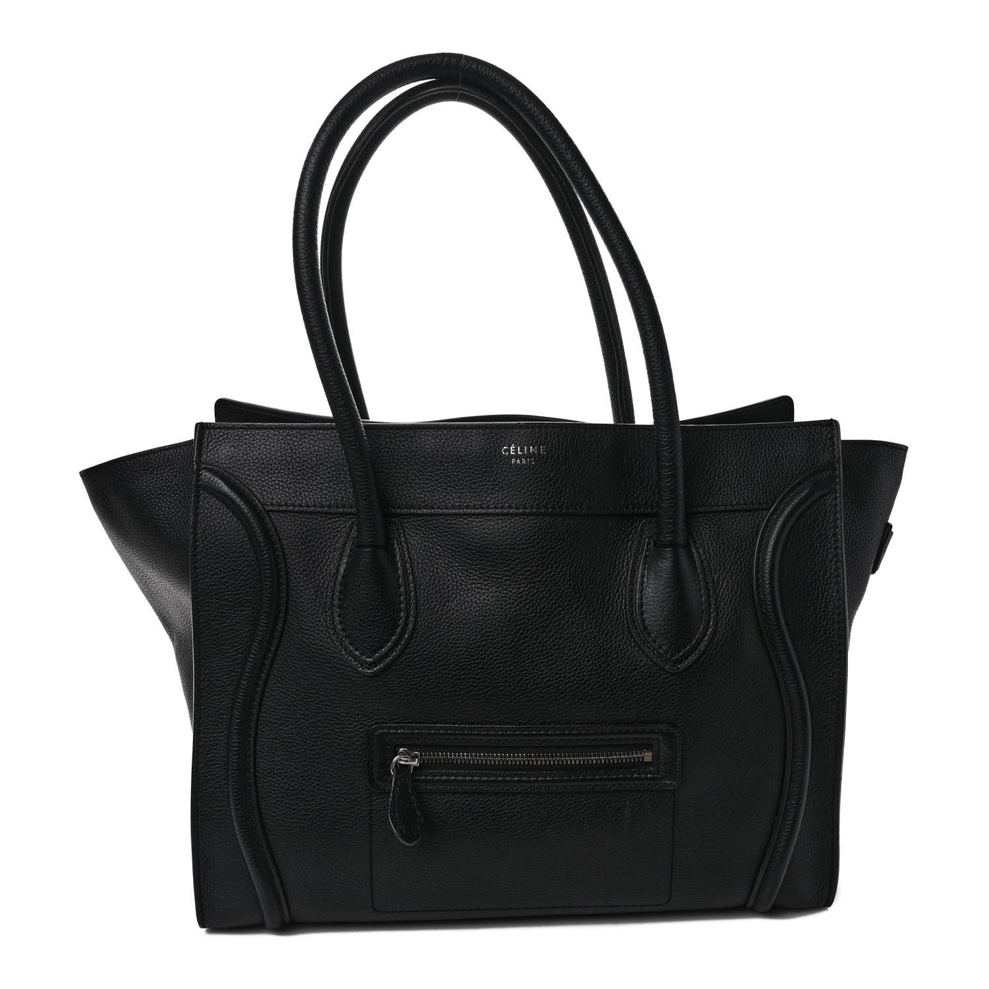Drummed Calfskin Shoulder Luggage Black