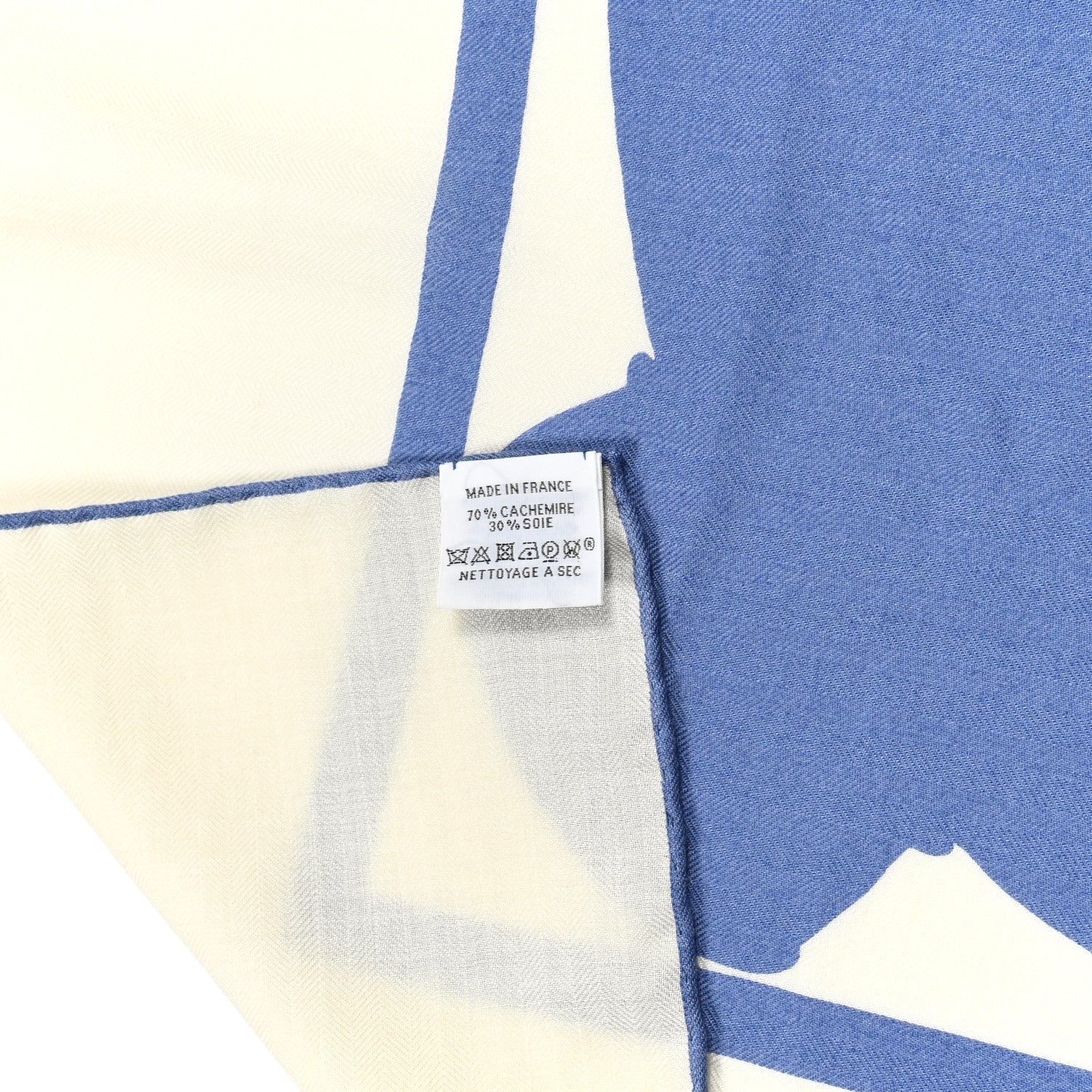 Hermes Cashmere Silk Brazil Tattoo Shawl 140 Bleu Lavande Blanc 5 of 5
