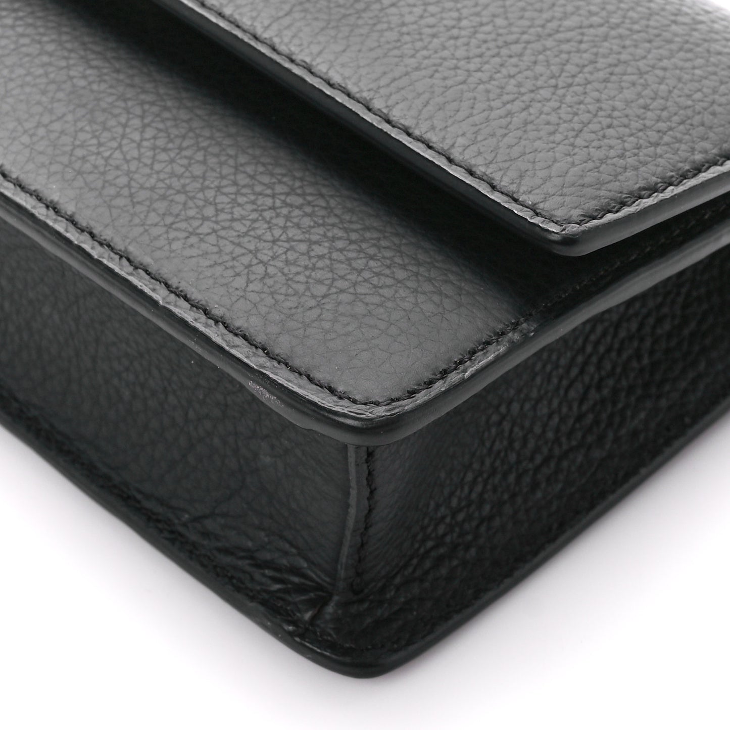 Grained Calfskin Medusa Evening Clutch Bag Black