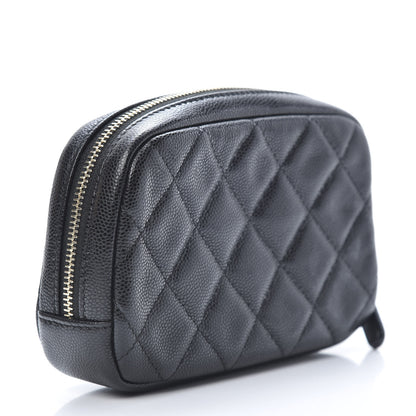 Chanel Caviar Quilted Small Curvy Pouch Cosmetic Case Black 3 of 8
