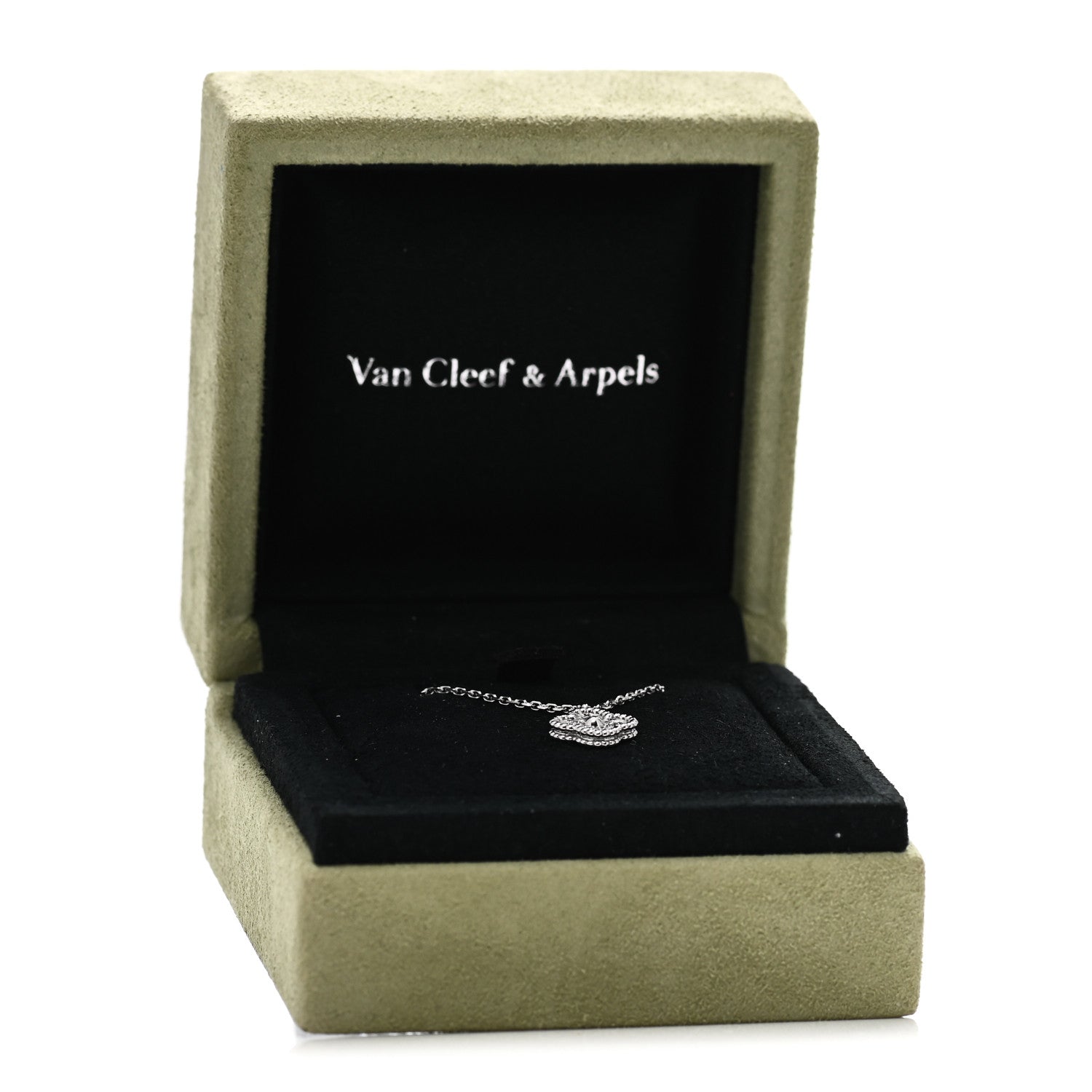 Van Cleef & Arpels 18K White Gold Diamond Sweet Alhambra Pendant Necklace 5 of 5