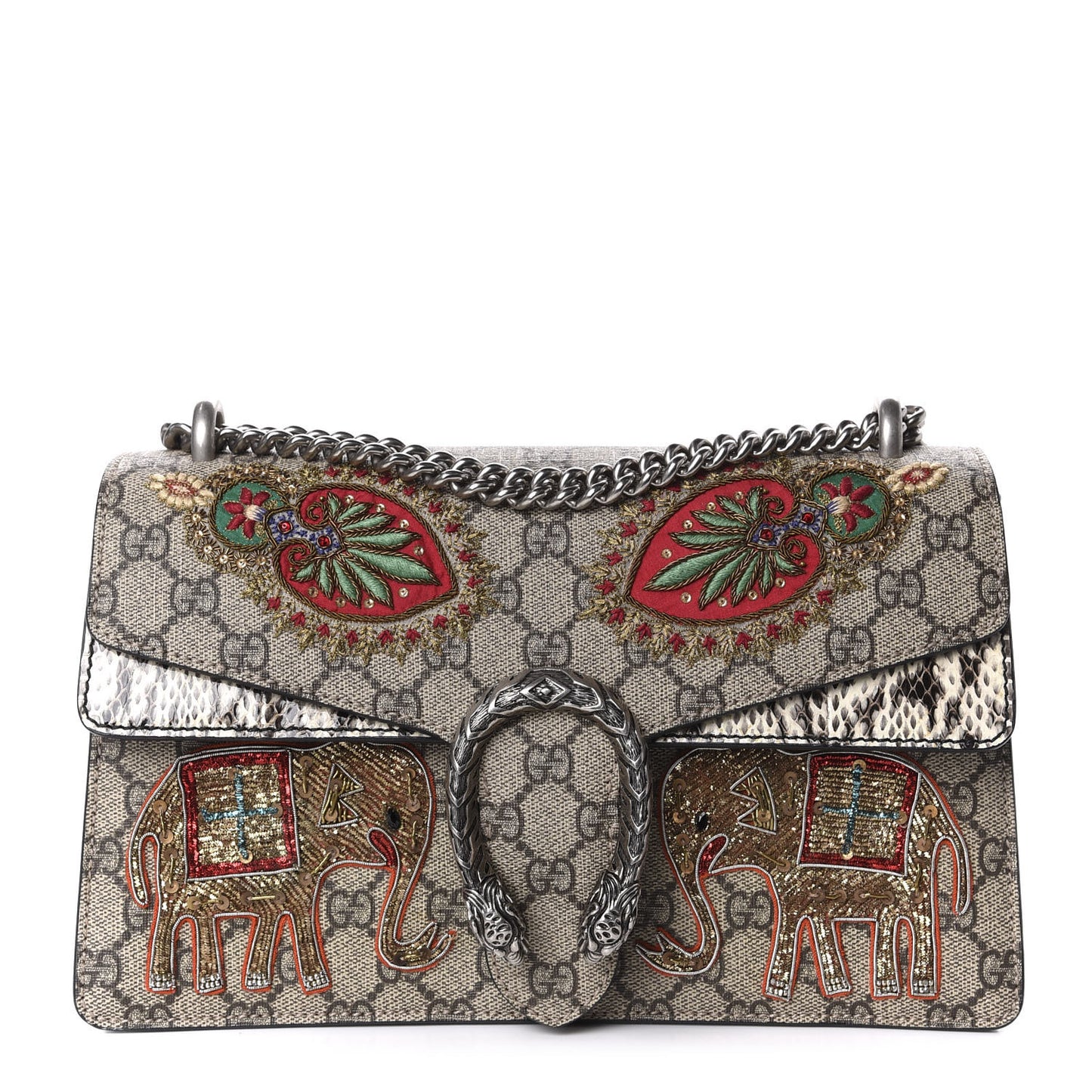 GG Supreme Monogram Elaphe Elephant Embroidered Small Dionysus Shoulder Bag