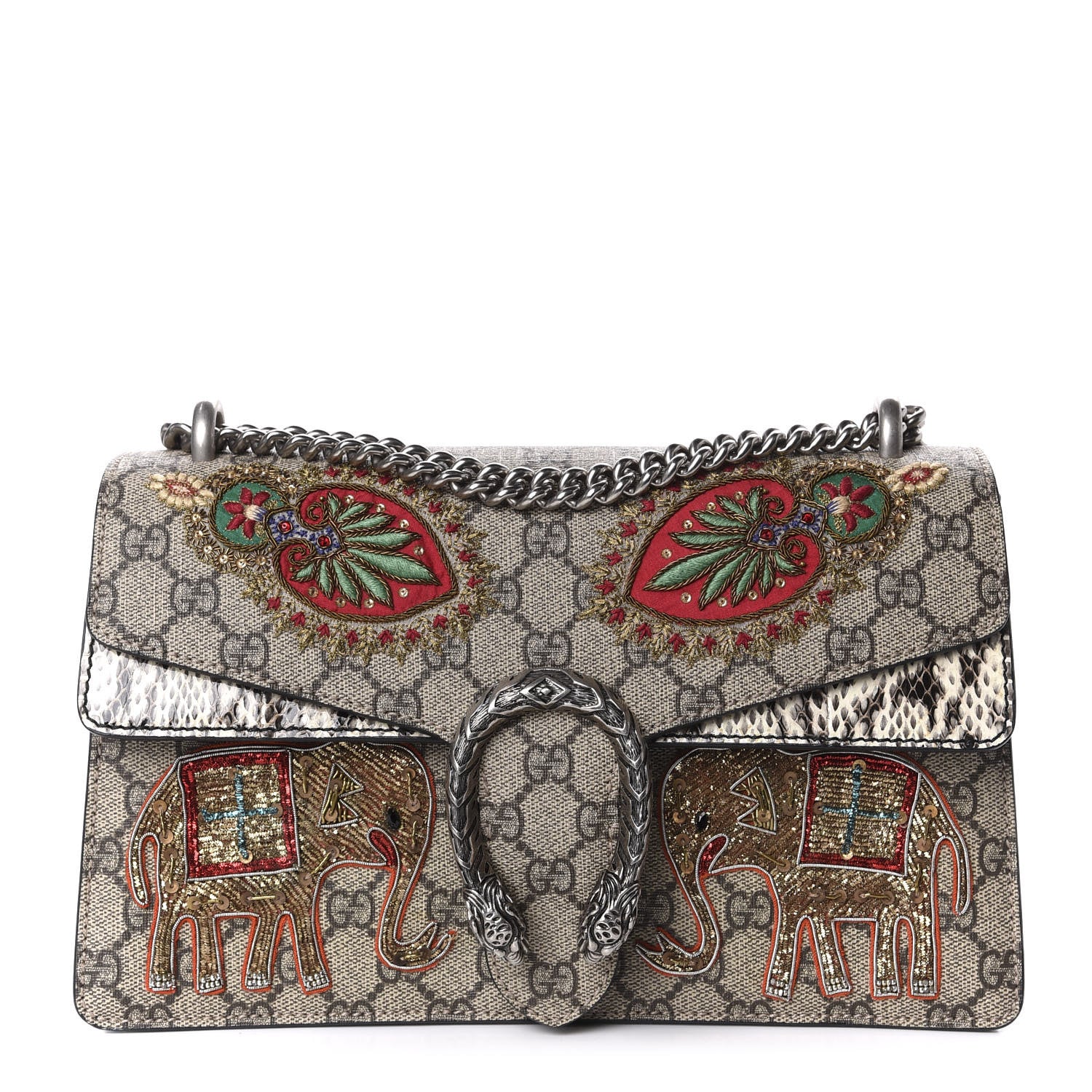Gucci GG Supreme Monogram Elaphe Elephant Embroidered Small Dionysus Shoulder Bag 1 of 11