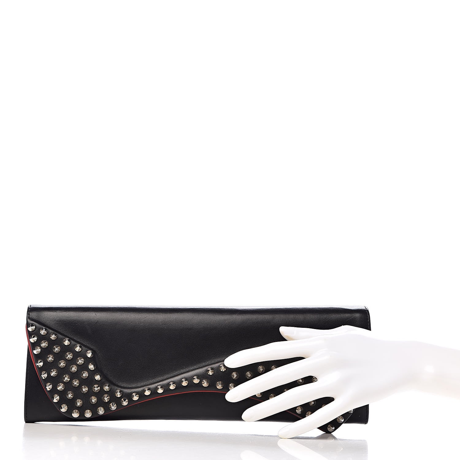 Christian Louboutin Calfskin Spikes Pigalle Clutch Black 2 of 7