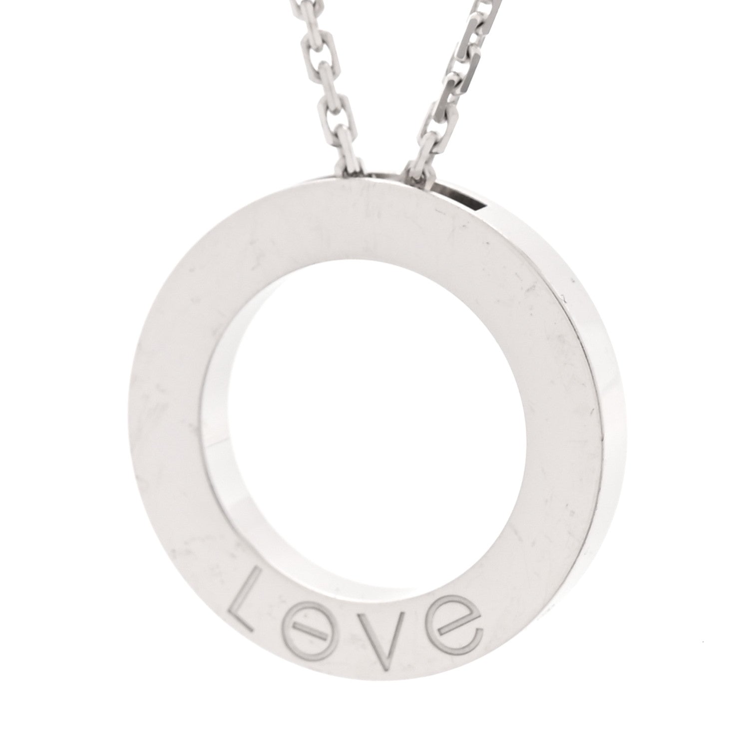 Cartier 18K White Gold Diamond LOVE Paved Necklace 6 of 7