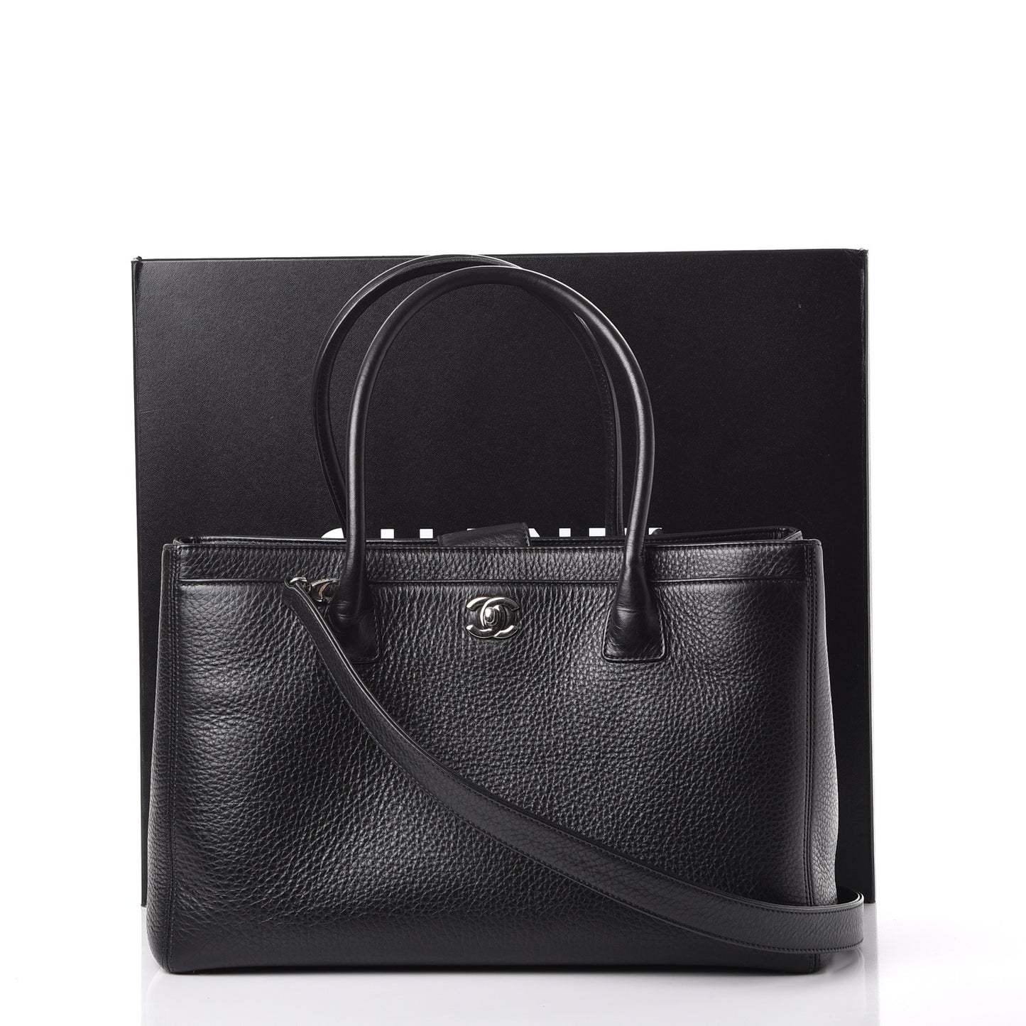Calfskin Cerf Executive Shopper Tote Black