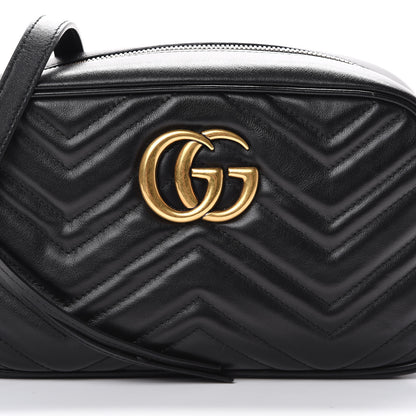 Gucci Calfskin Matelasse Small GG Marmont Chain Shoulder Bag Black 7 of 10
