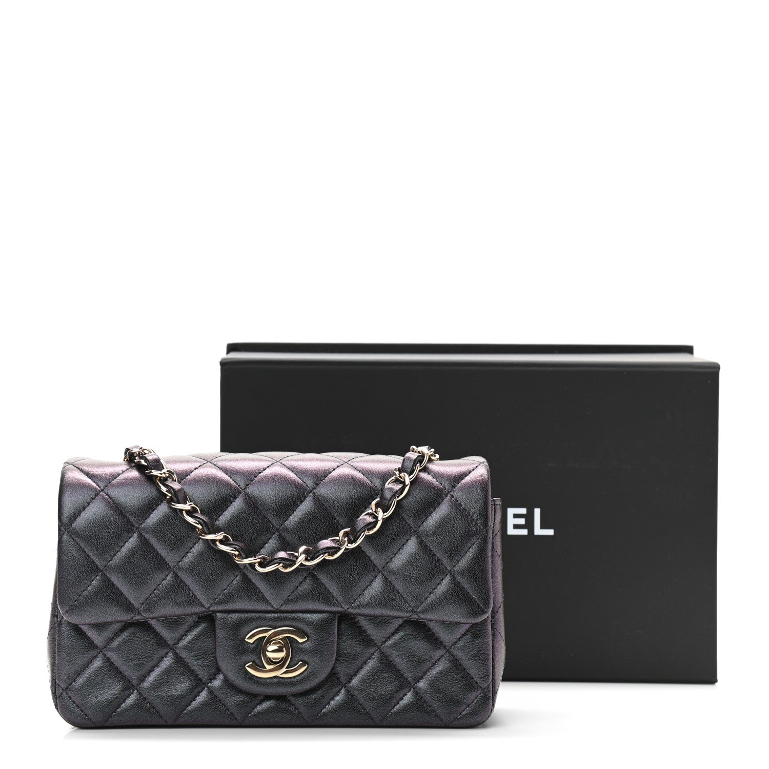 Chanel Iridescent Lambskin Quilted Mini Rectangular Flap Black 11 of 11