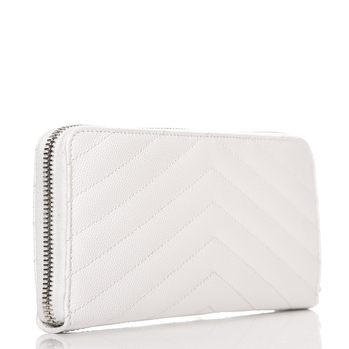 Grain De Poudre Matelasse Chevron Monogram Zip Around Wallet Blanc Optique