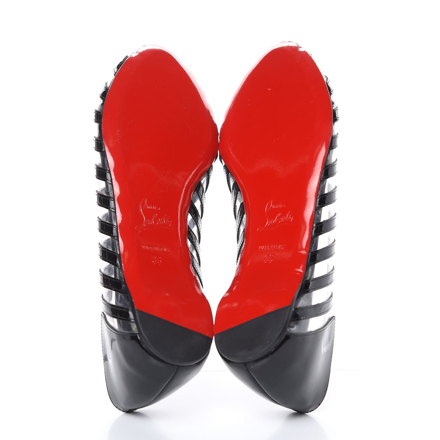 Patent PVC Striped A6 Flats 35 Black