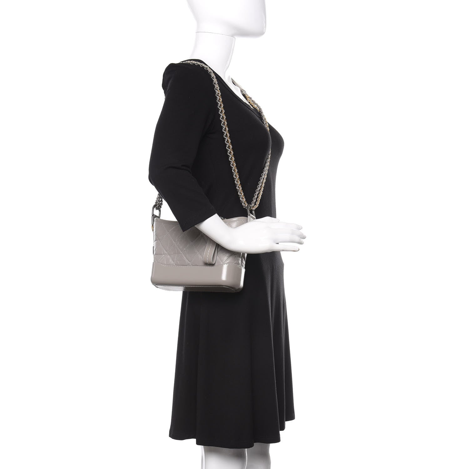 Chanel Aged Calfskin Quilted Small Gabrielle Hobo Grey 2 of 12