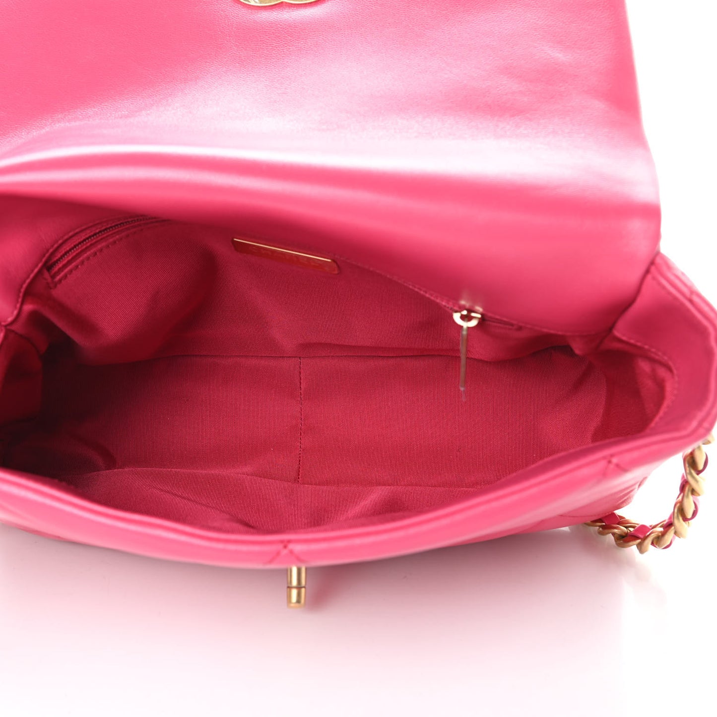Goatskin Quilted Large Chanel 19 Flap Dark Pink
