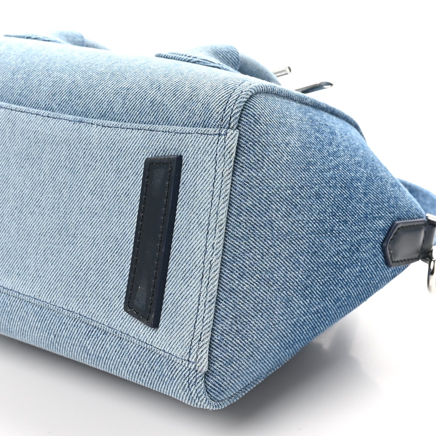 Denim Mini Lock Antigona Shoulder Bag Blue