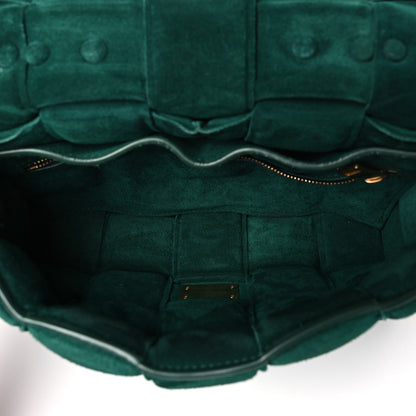 Bottega Veneta Suede Maxi Intrecciato Padded Chain Cassette Crossbody Bag Emerald Green 5 of 10