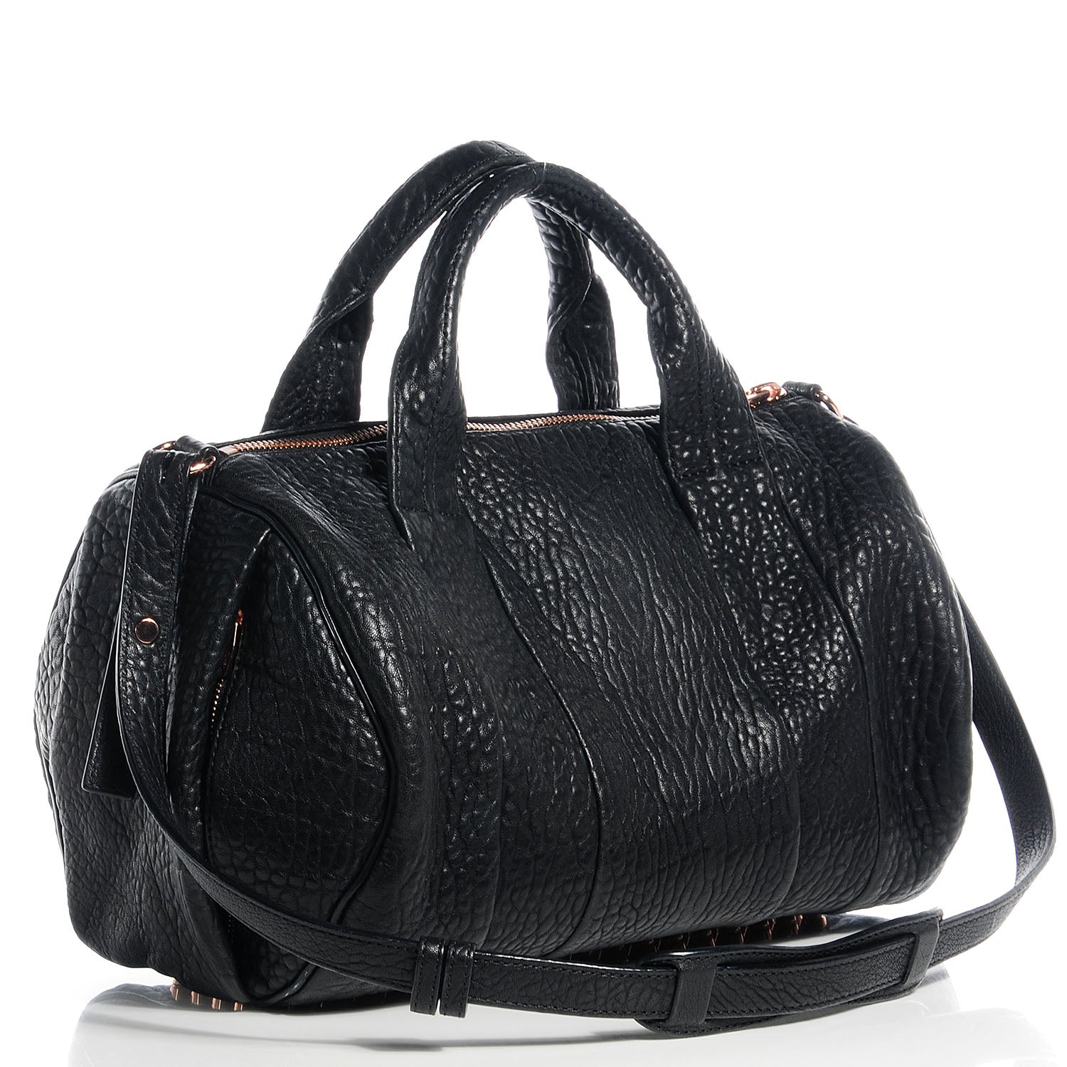 Alexander Wang Pebbled Lambskin Rocco Black w Rose Gold Hardware 3 of 7