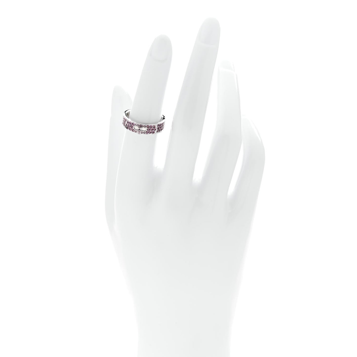 18K White Gold Pink Sapphire Pave Kelly Ring 52 6