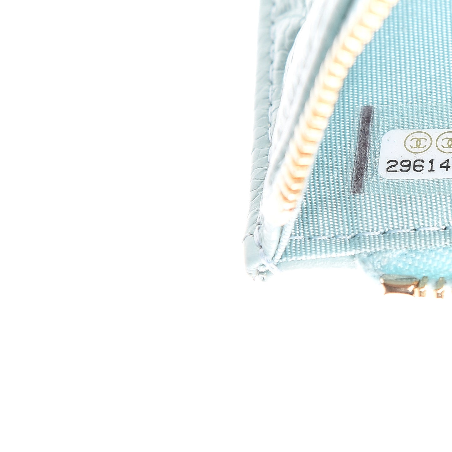 Caviar Camellia Embossed Classic Flat Wallet Pouch Light Blue