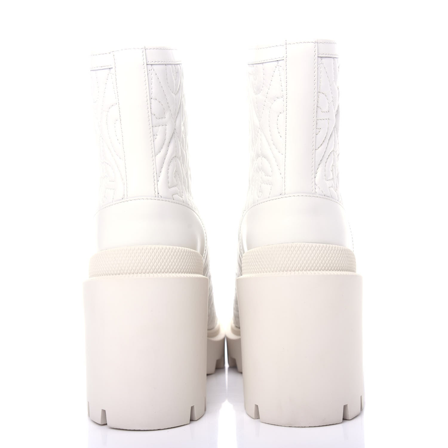 Gucci Calfskin Nappa Rhombus Quilted Trip Ankle Boots 39 Great White 7 of 11