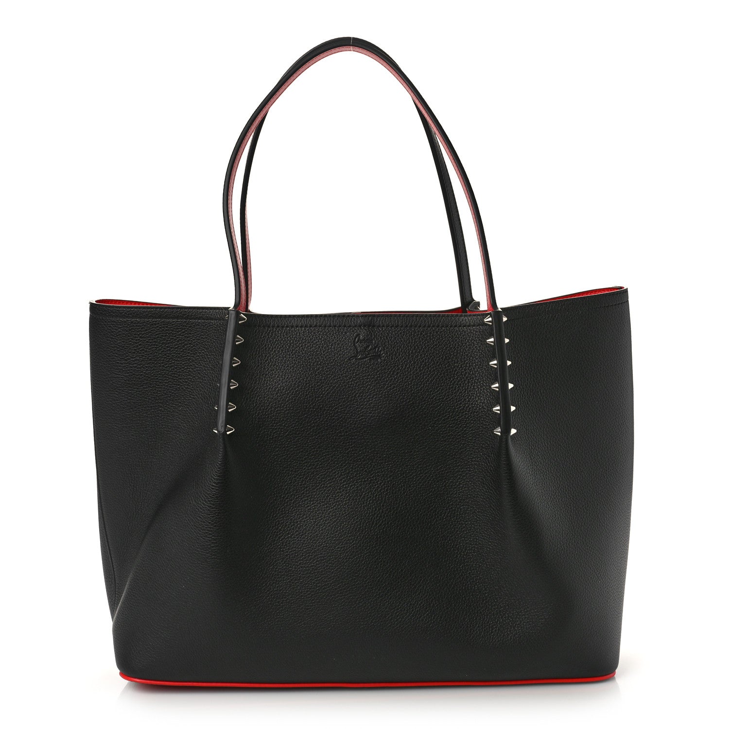 Christian Louboutin Calfskin Spiked Large Cabarock Shopper Tote Black 1 of 7
