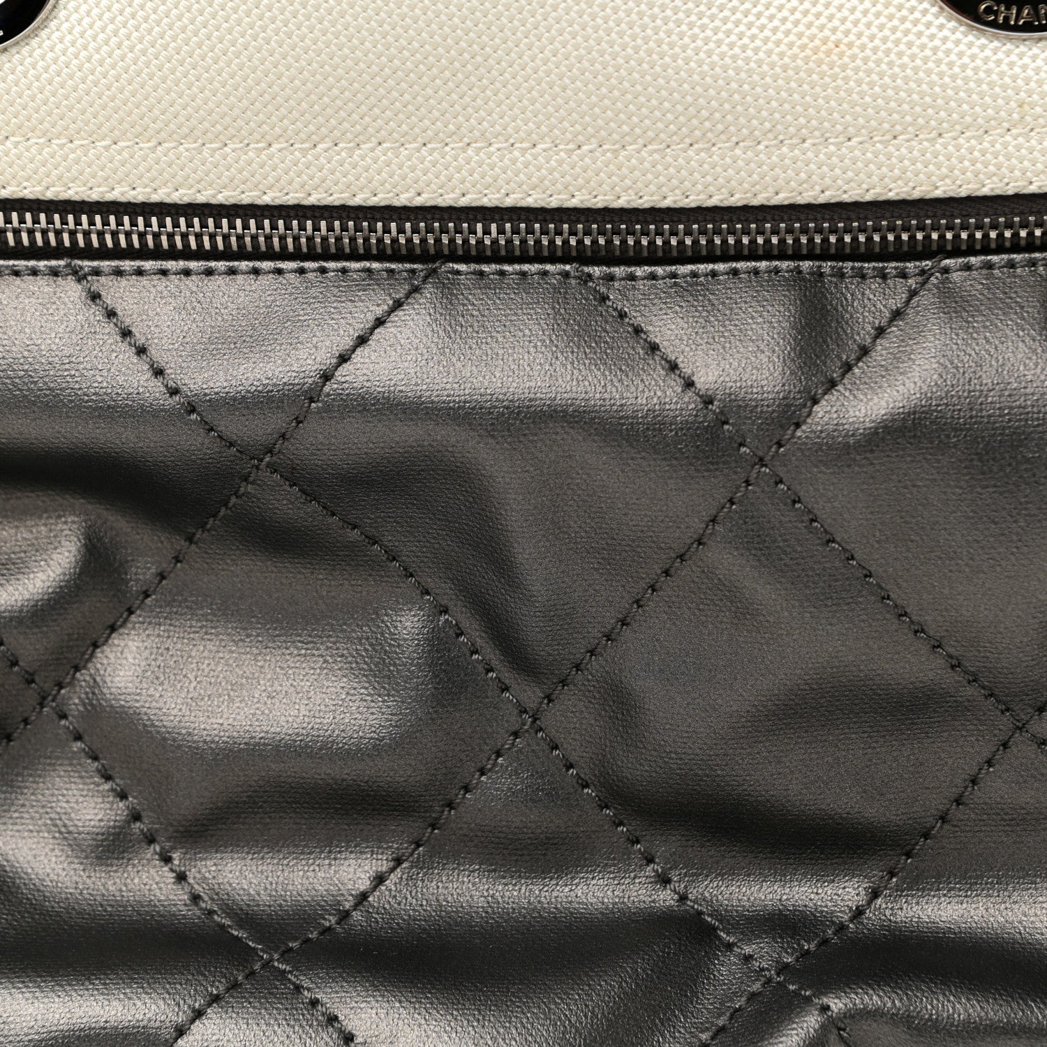 Chanel Coated Canvas Quilted Large Paris Biarritz Tote Silver 8 of 13