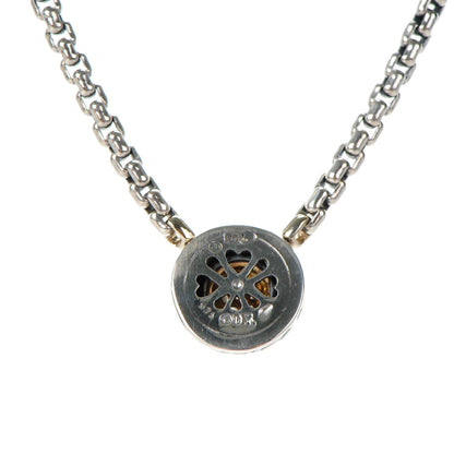 David Yurman Sterling Silver 18K Yellow Gold Diamond 12mm Pave Cookie Necklace 4 of 4