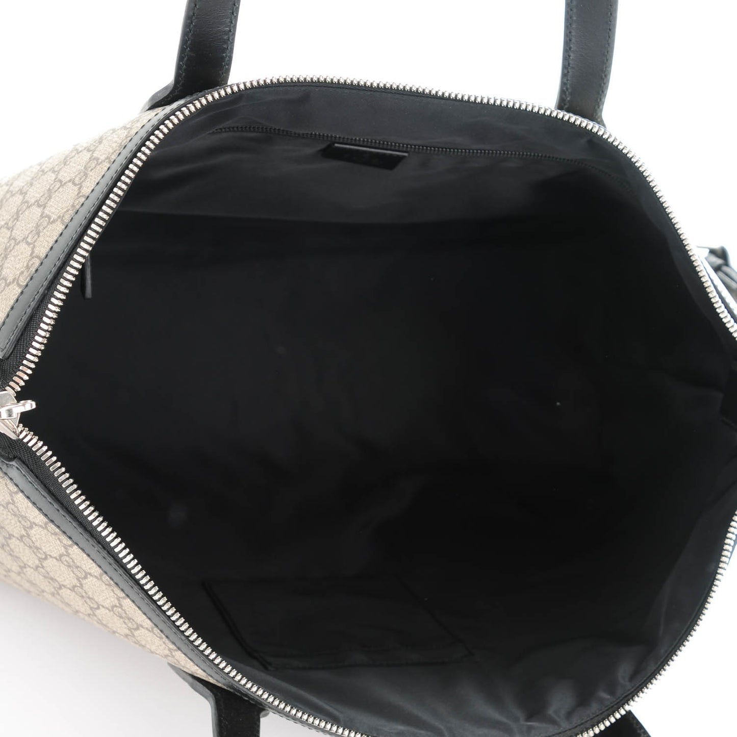GG Supreme Monogram Web Medium Zippered Tote Beige Black