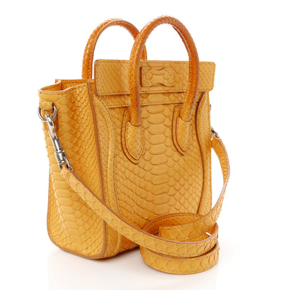 Celine Snakeskin Calfskin Nano Luggage Yellow 3 of 11