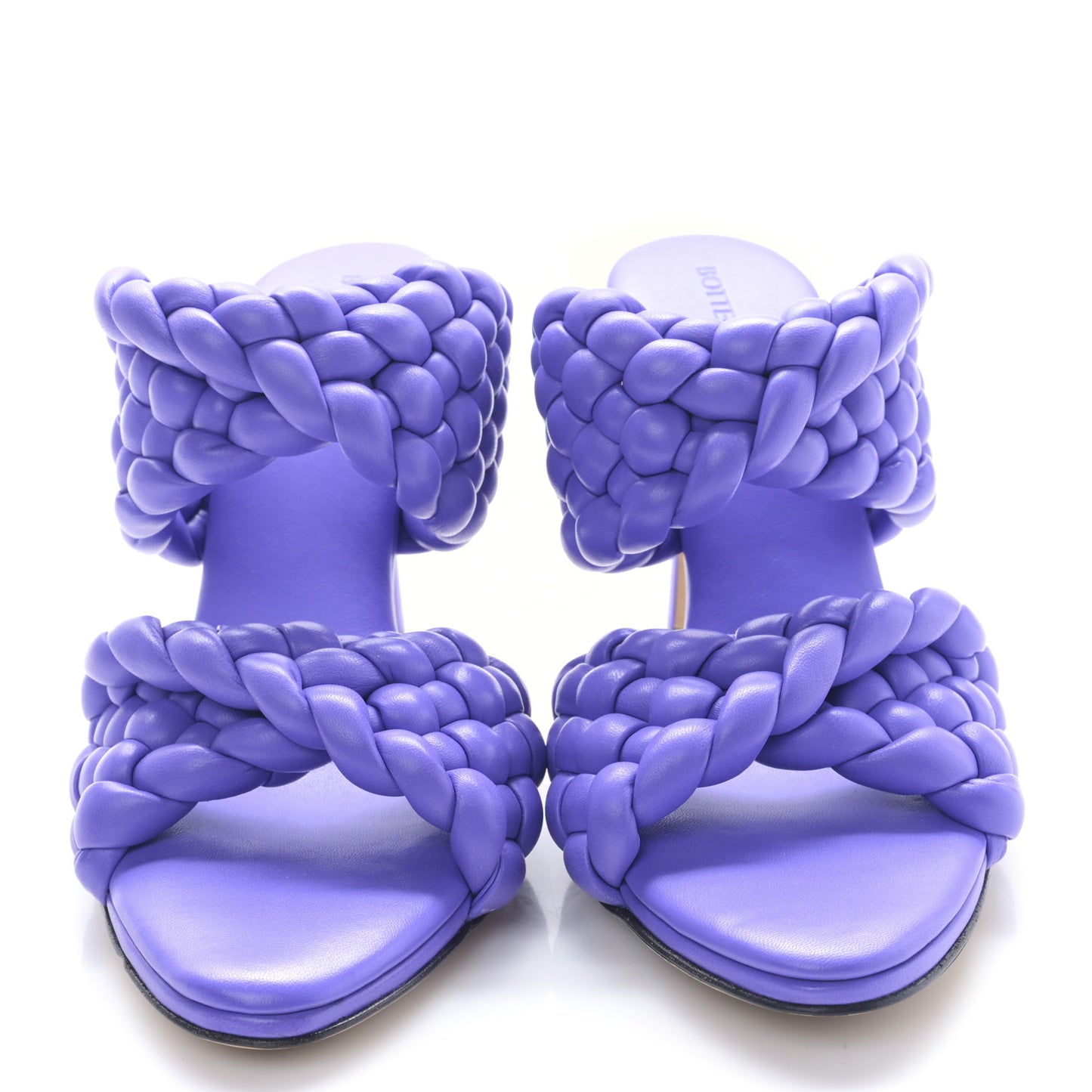 Nappa Twisted Padded Intrecciato Curve Slide Sandals 37 Purple