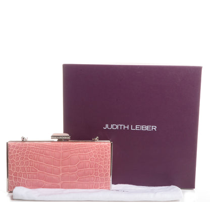 Judith Leiber Crocodile Austrian Crystal Box Clutch Peony 5 of 7