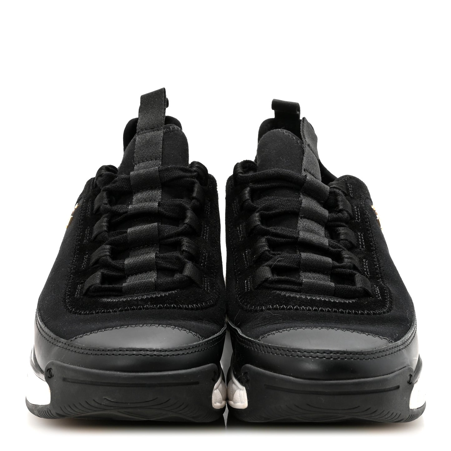 Velvet Calfskin Mixed Fibers CC Sneakers 38 Black