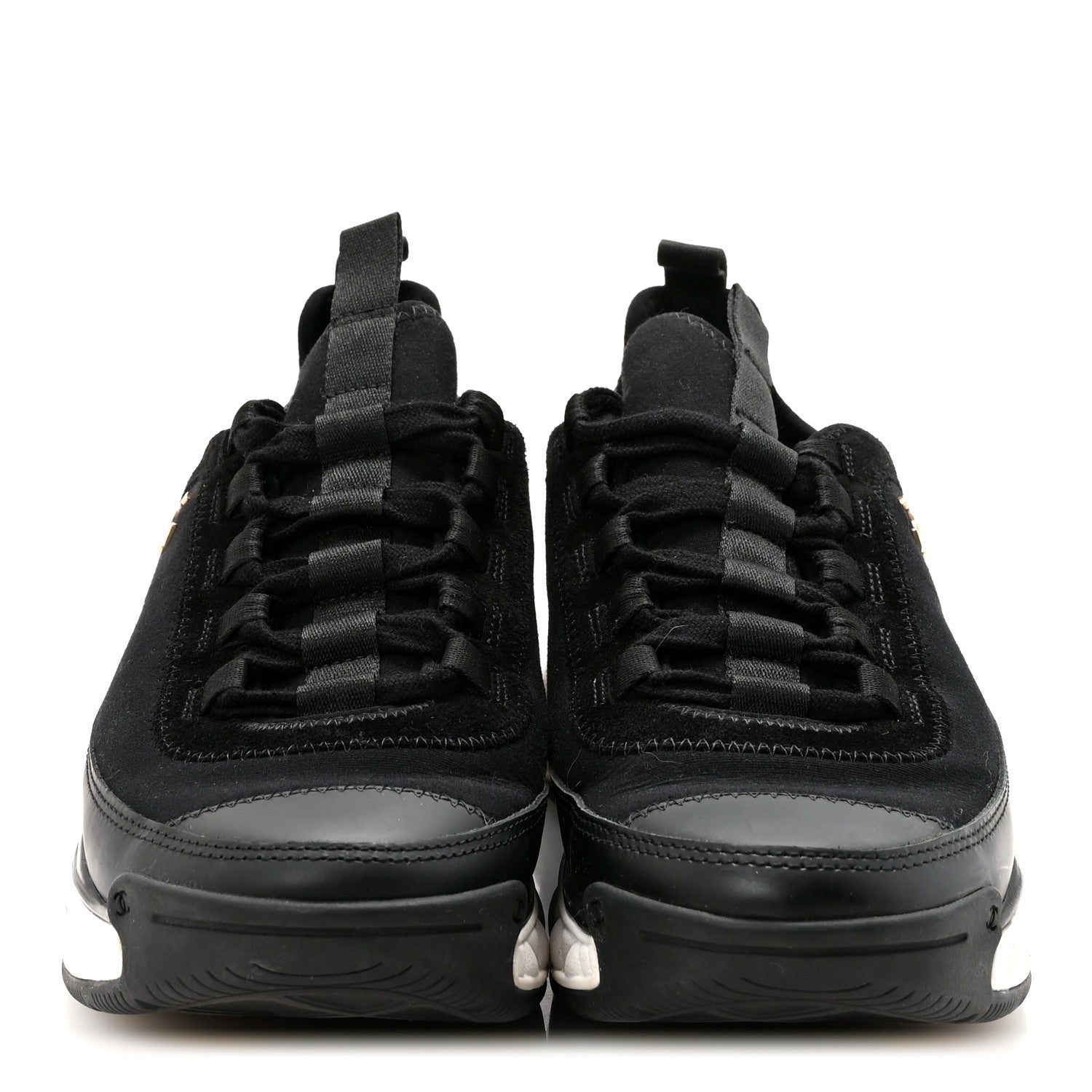 Chanel Velvet Calfskin Mixed Fibers CC Sneakers 38 Black 3 of 9