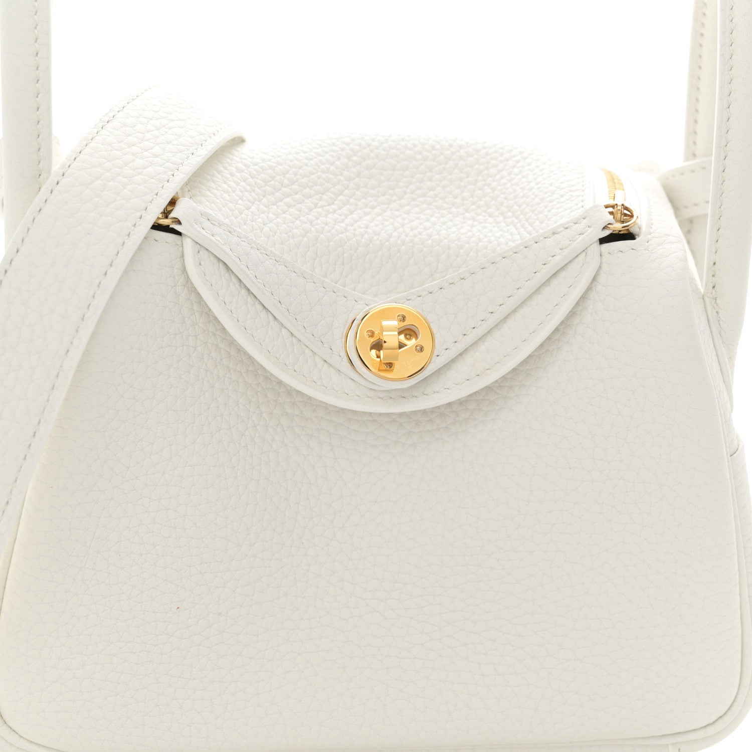 Hermes Taurillon Clemence Mini Lindy 20 New White 8 of 11