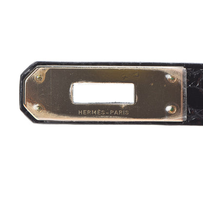 Hermes Shiny Niloticus Crocodile Kelly Cut Pochette Black 12 of 28