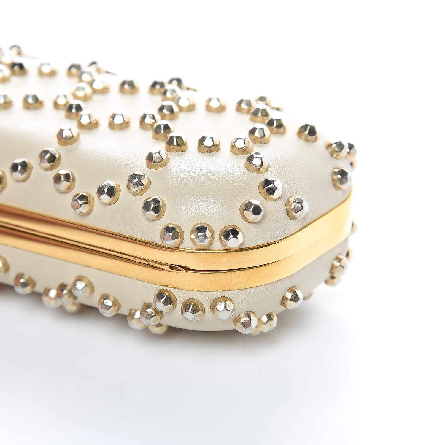 Alexander McQueen Nappa Studded Twin Skull Box Clutch Ivory 9 of 12