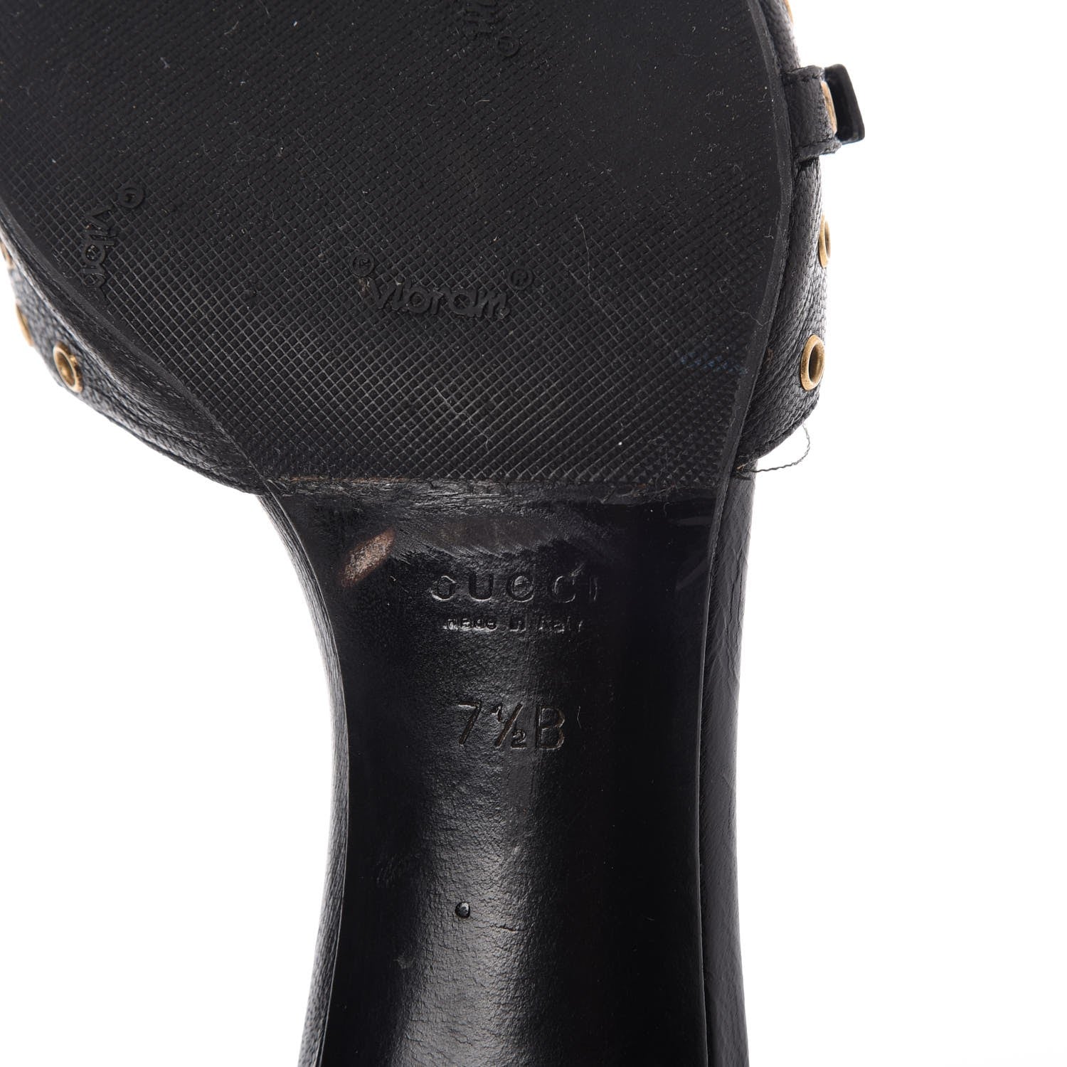 Gucci Calfskin Grommet Buckle Slide Sandal 7.5 Black 9 of 18