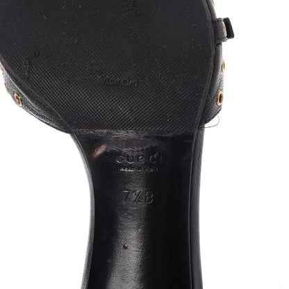 Gucci Calfskin Grommet Buckle Slide Sandal 7.5 Black 9 of 18