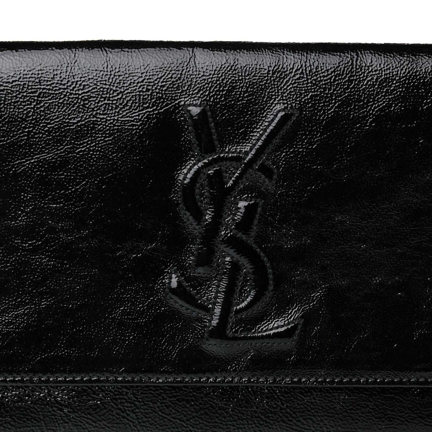 Textured Patent Monogram Large Belle De Jour Clutch Black